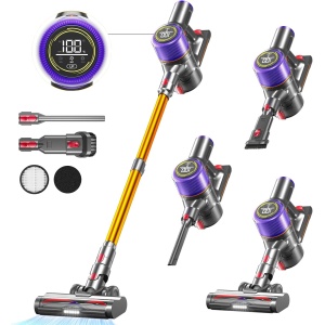 JELLYPIG Cordless Vacuum Cleaner, 500W 45KPa Powerful Suction Stick Vacuum Cleaners, Max 55 Mins Runtime, Touchscreen, Anti-Tangle, Lightweight for Pet Hair Hard Floor Carpet